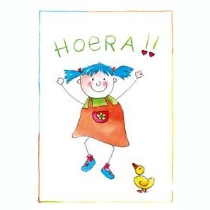 wenskaart meisje hoera