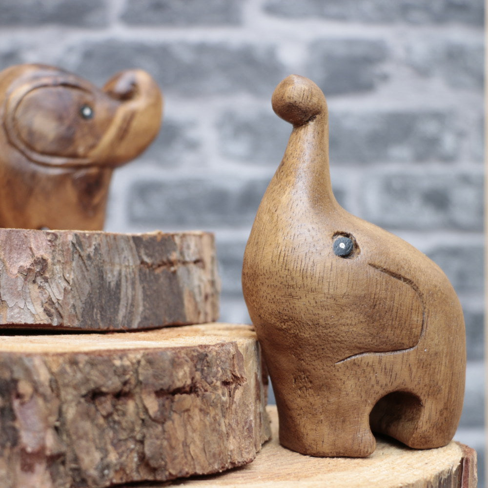 Beeld olifantje dik hout L