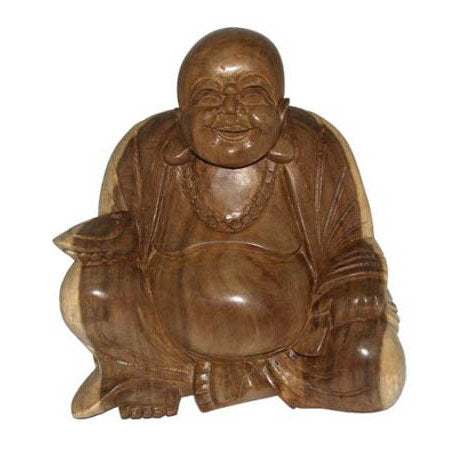 Lachende boeddha hout M
