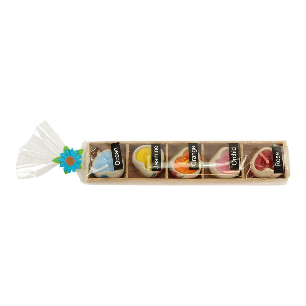 Geurkaarsjes hart mini set/5