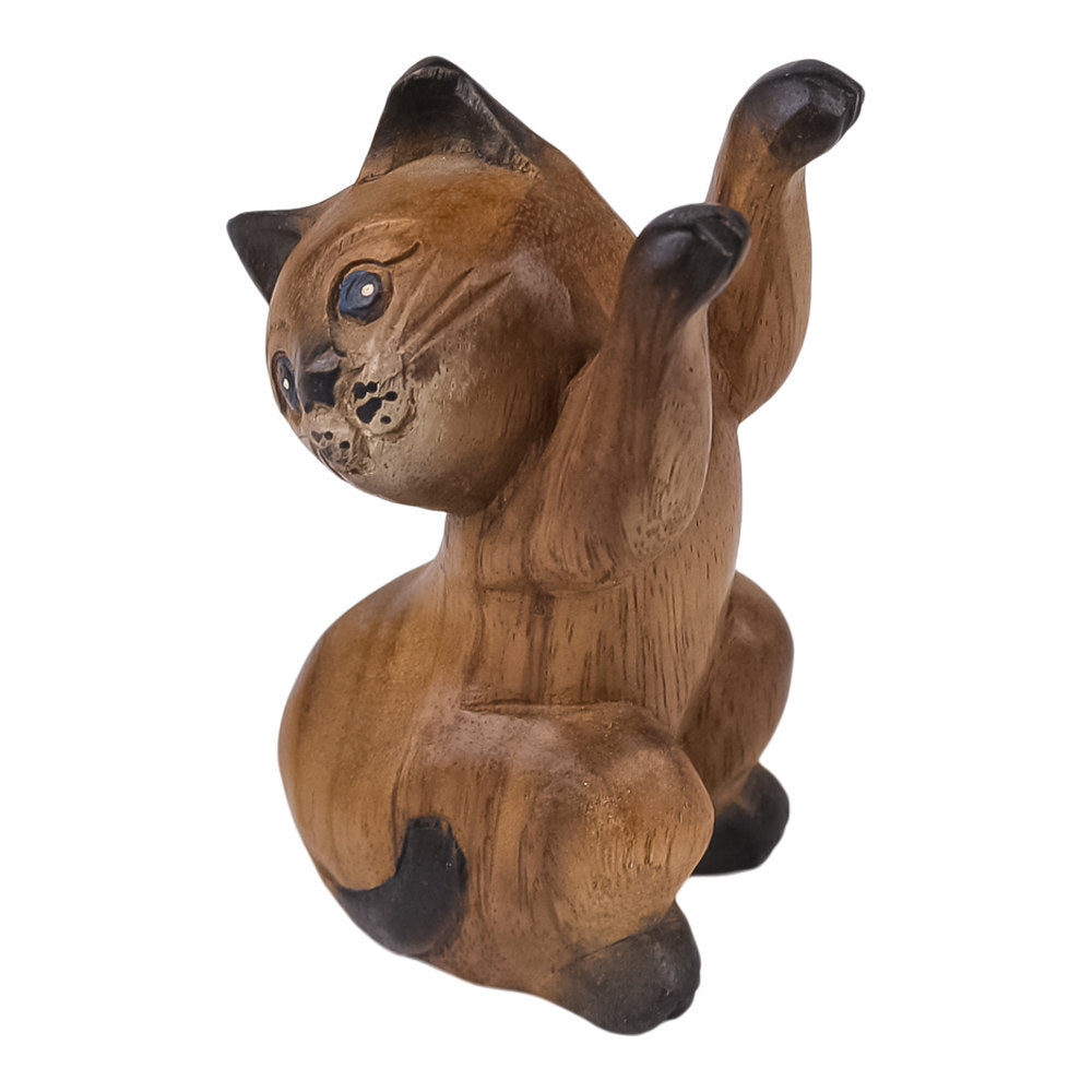 Beeld hout kat 2 poten omhoog