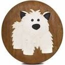 Houten krukje witte hond