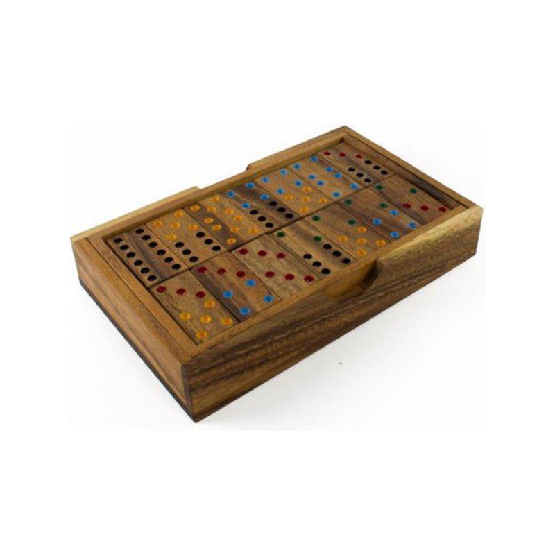 Spel domino hout in doos 17 x 11 cm