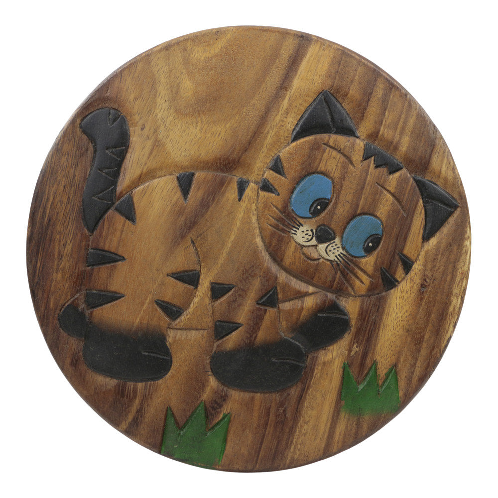 Krukje hout 25cm hoog kat