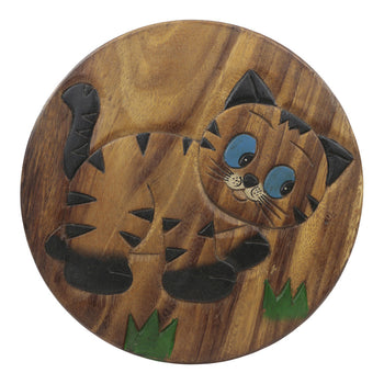 Krukje hout 25cm hoog kat