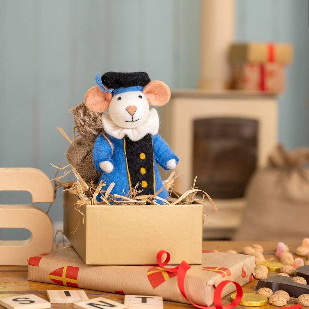 Decoratie Pietermuis blauw vilt