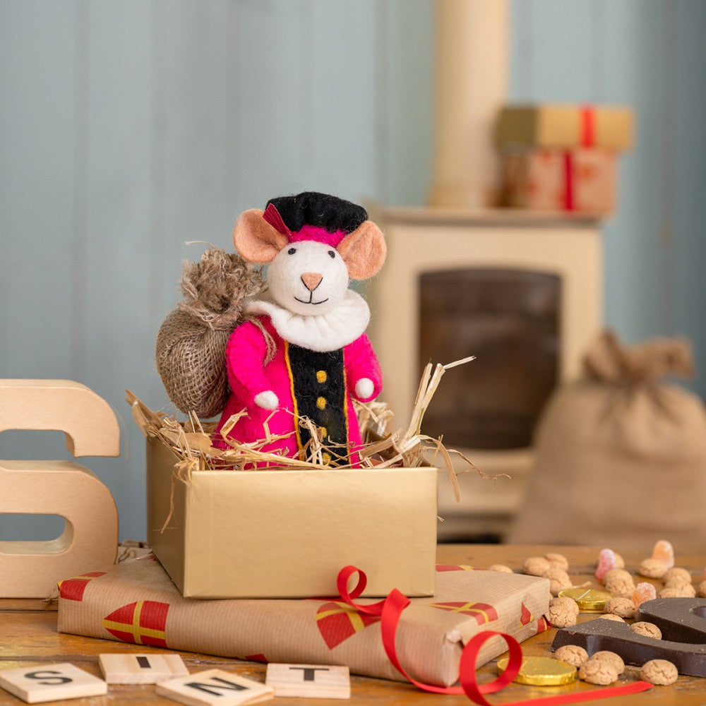 Decoratie Pietermuis fuchsia vilt