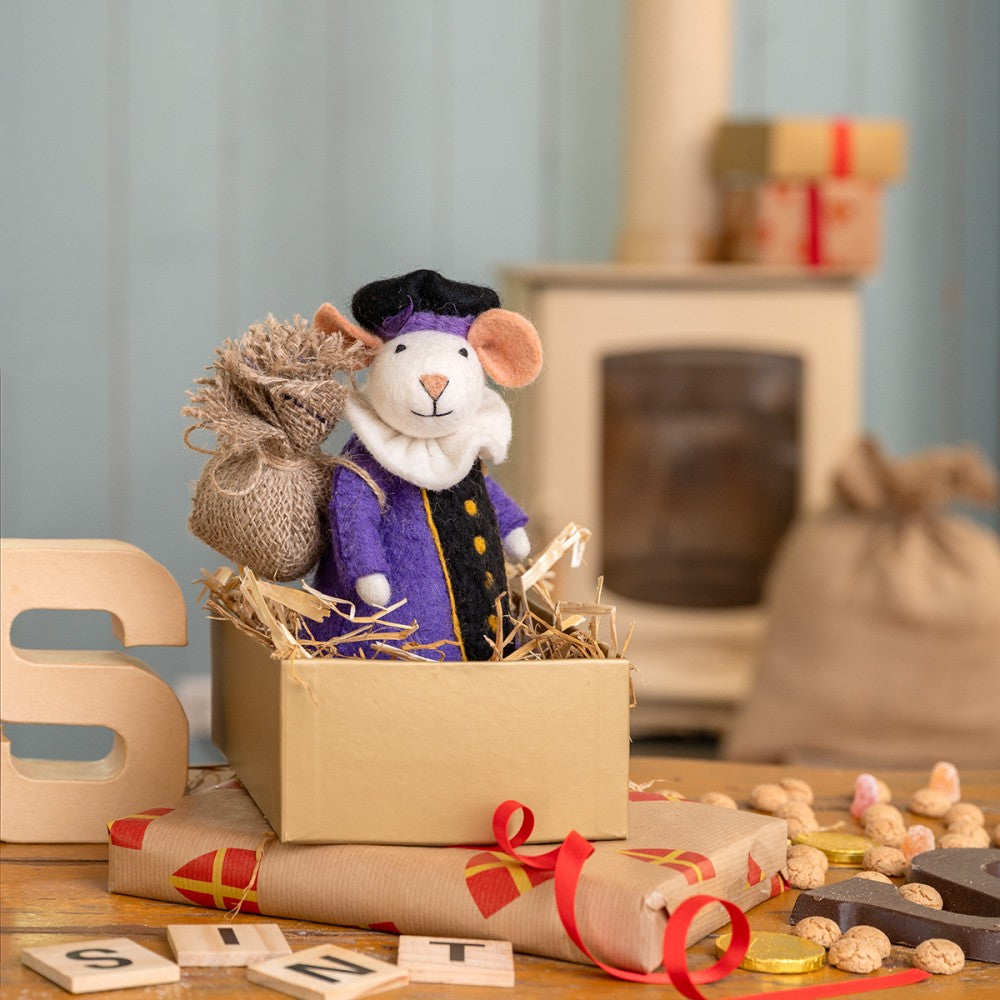 Decoratie Pietermuis paars vilt