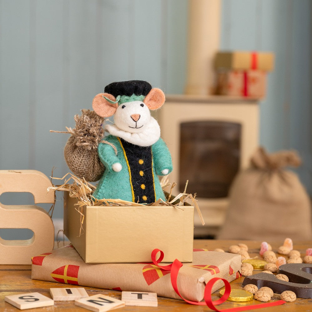 Decoratie Pietermuis turquoise vilt