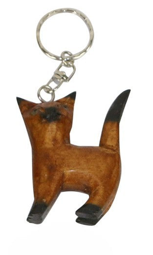Sleutelhanger kat hout