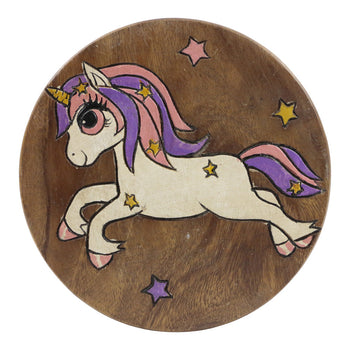 Houten krukje eenhoorn